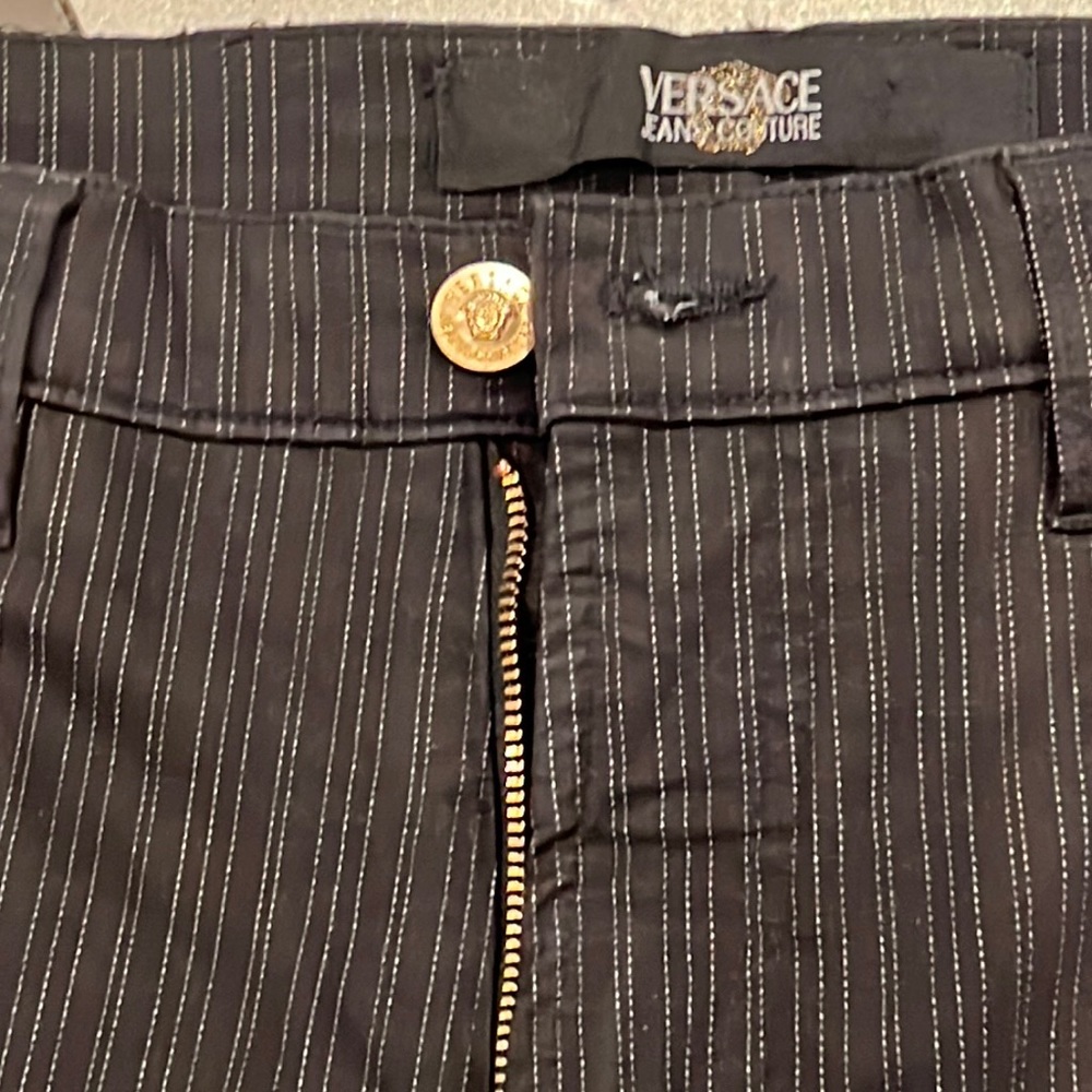 NWOT Versace jeans 36/32 brown with gold pinstripe pants